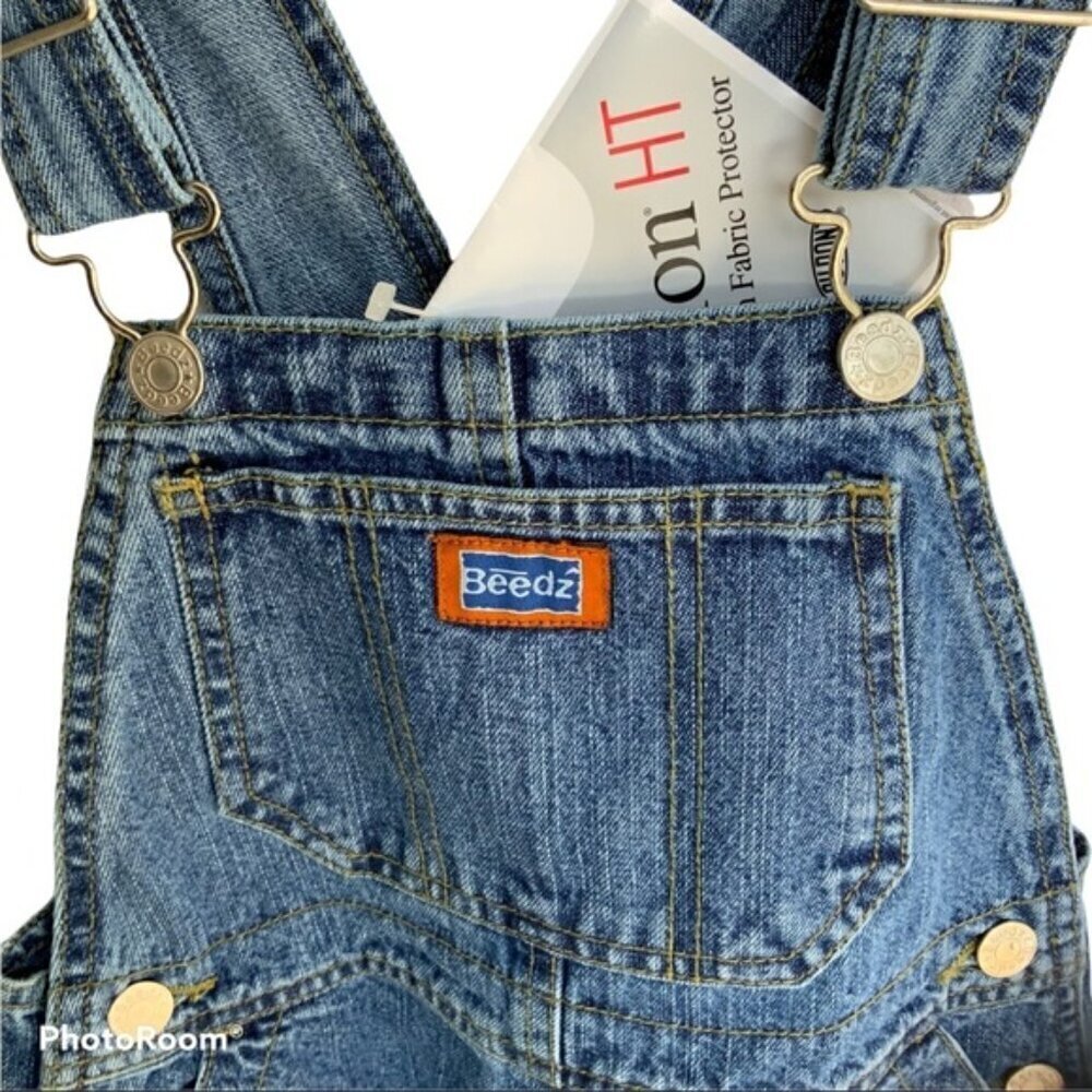 Beedz Bib Overalls Denim Long Pant Youth Medium Wash Adjustable Straps Size 5 - Picture 5 of 15